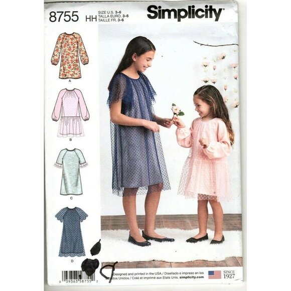Simplicity 8755 Girls 3 to 6 Dresses Uncut Sewing Pattern - Picture 1 of 2